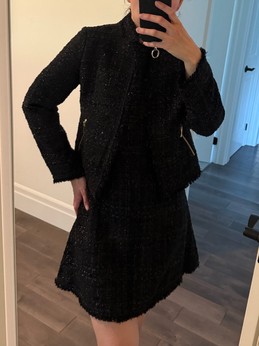 Kate Spade Sleeveless Black Tweed A-Line Dress - Picture 3 of 11